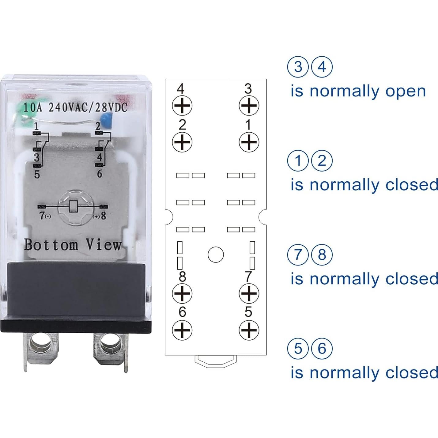 Relé Electromagnético 10A 6V CC con Base y LED - MY2NJ