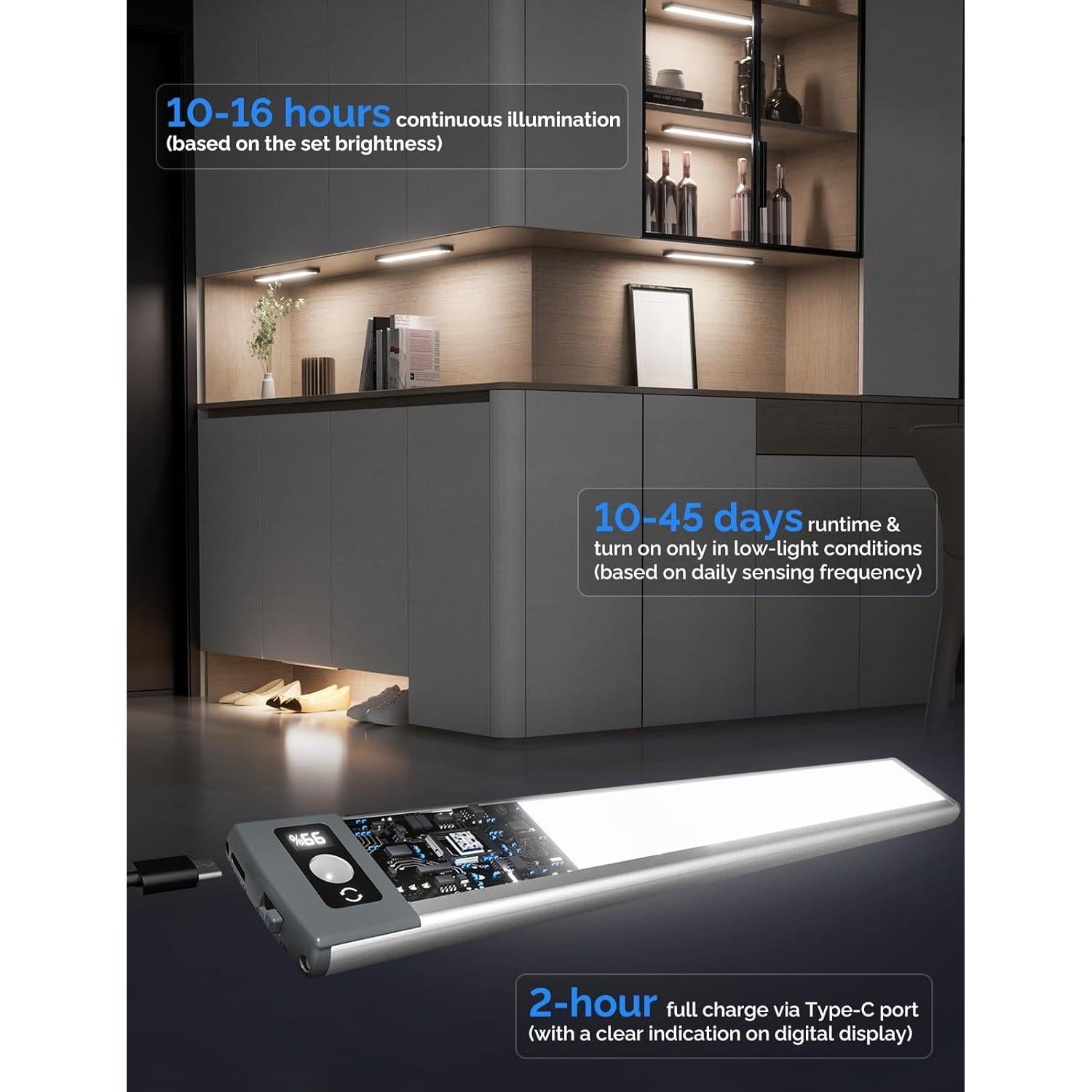 Luz Bajo Gabinete YIGER LED 25.4cm Inalámbrica con Sensor