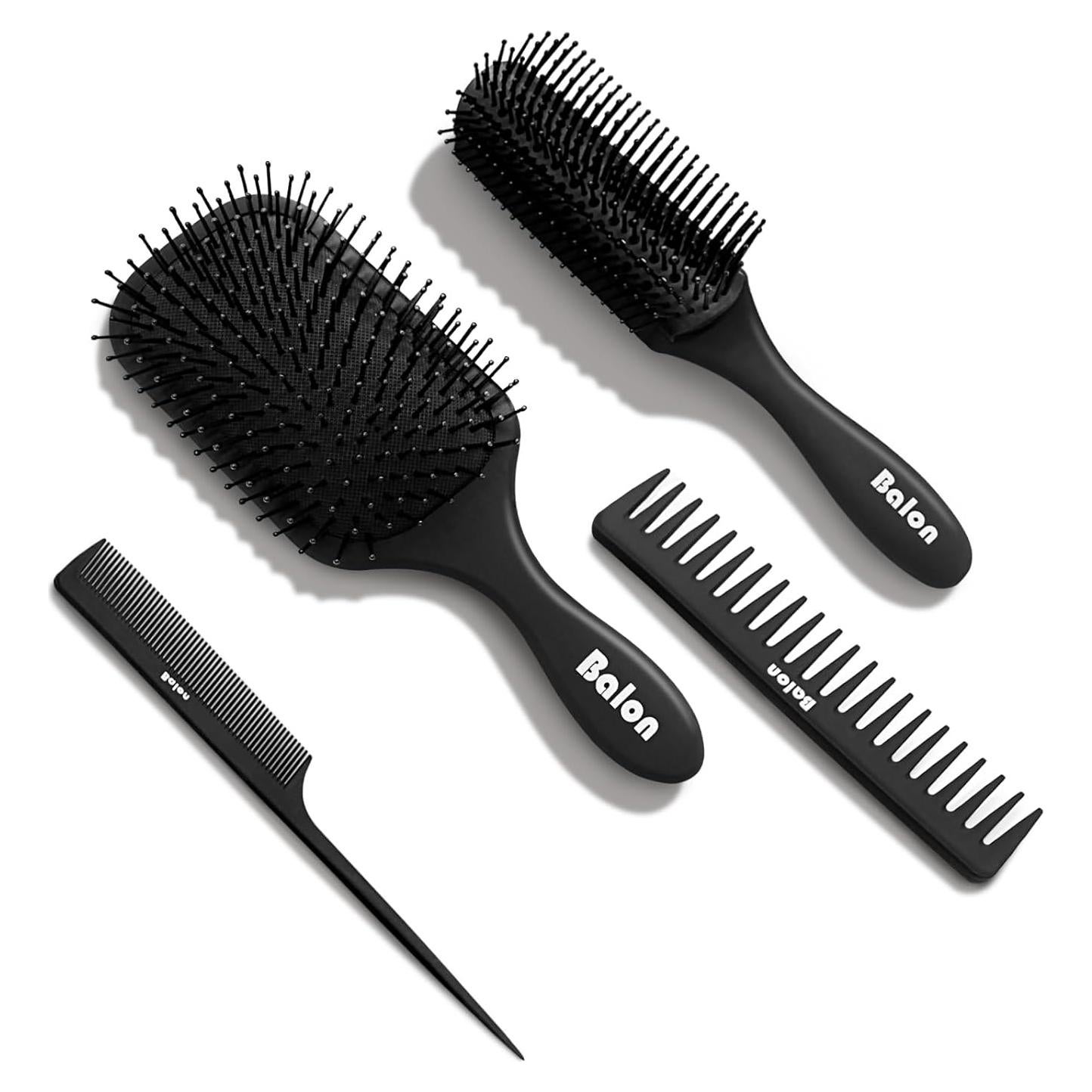 Set de 4 Cepillos Desenredantes Balon para Todo Tipo de Cabello