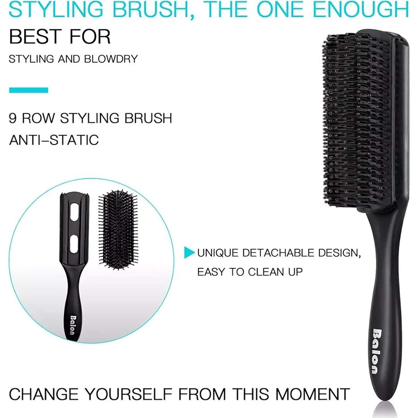 Set de 4 Cepillos Desenredantes Balon para Todo Tipo de Cabello