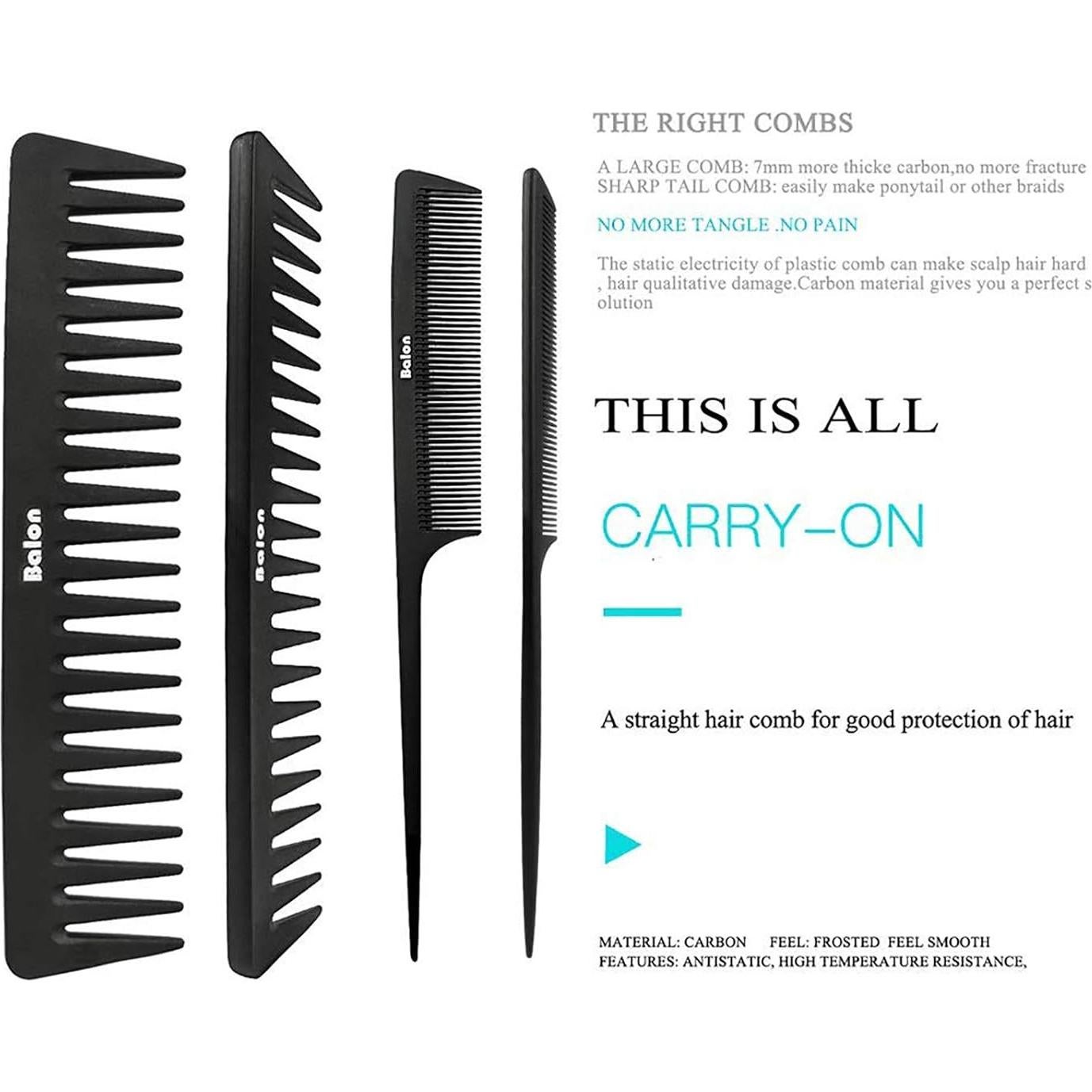 Set de 4 Cepillos Desenredantes Balon para Todo Tipo de Cabello