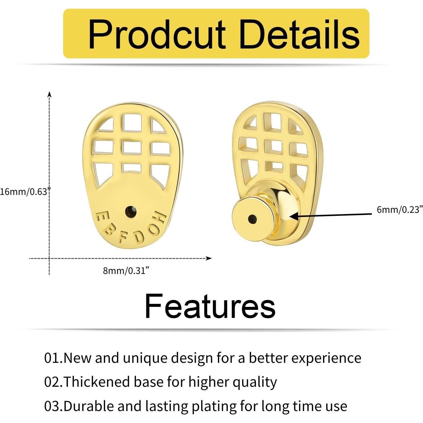 Resortes para Pendientes EBFDOH Oro 18K 4 Piezas Soporte Duradero