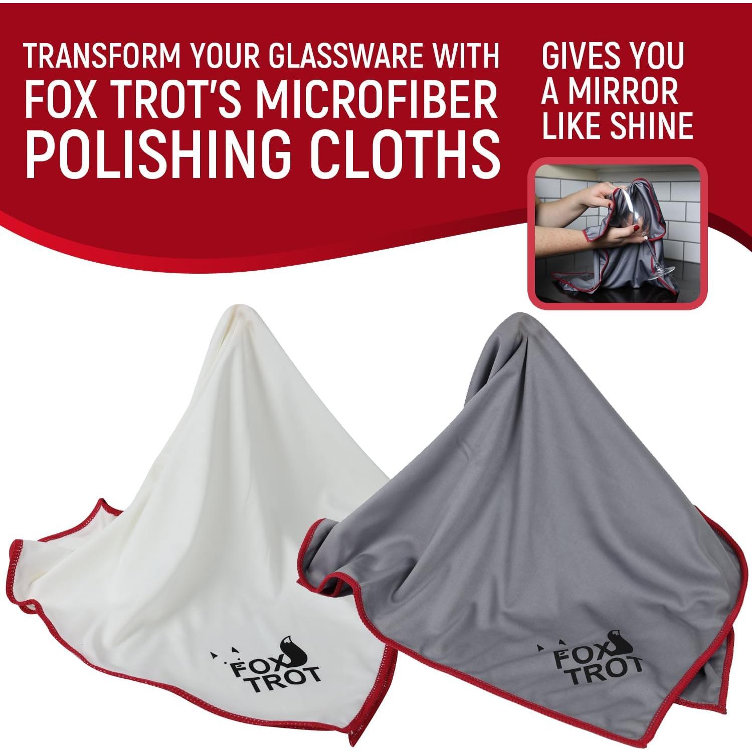 Paquete de 2 Paños de Pulido Microfibra Fox Trot Blanco Gris