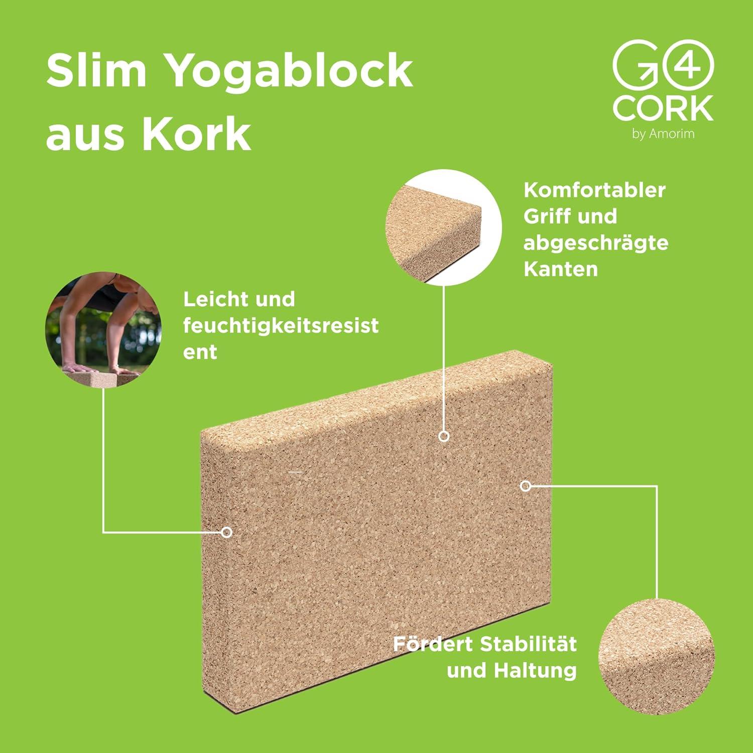 Bloque de Yoga de Corcho Go4Cork Antideslizante 20x30 cm