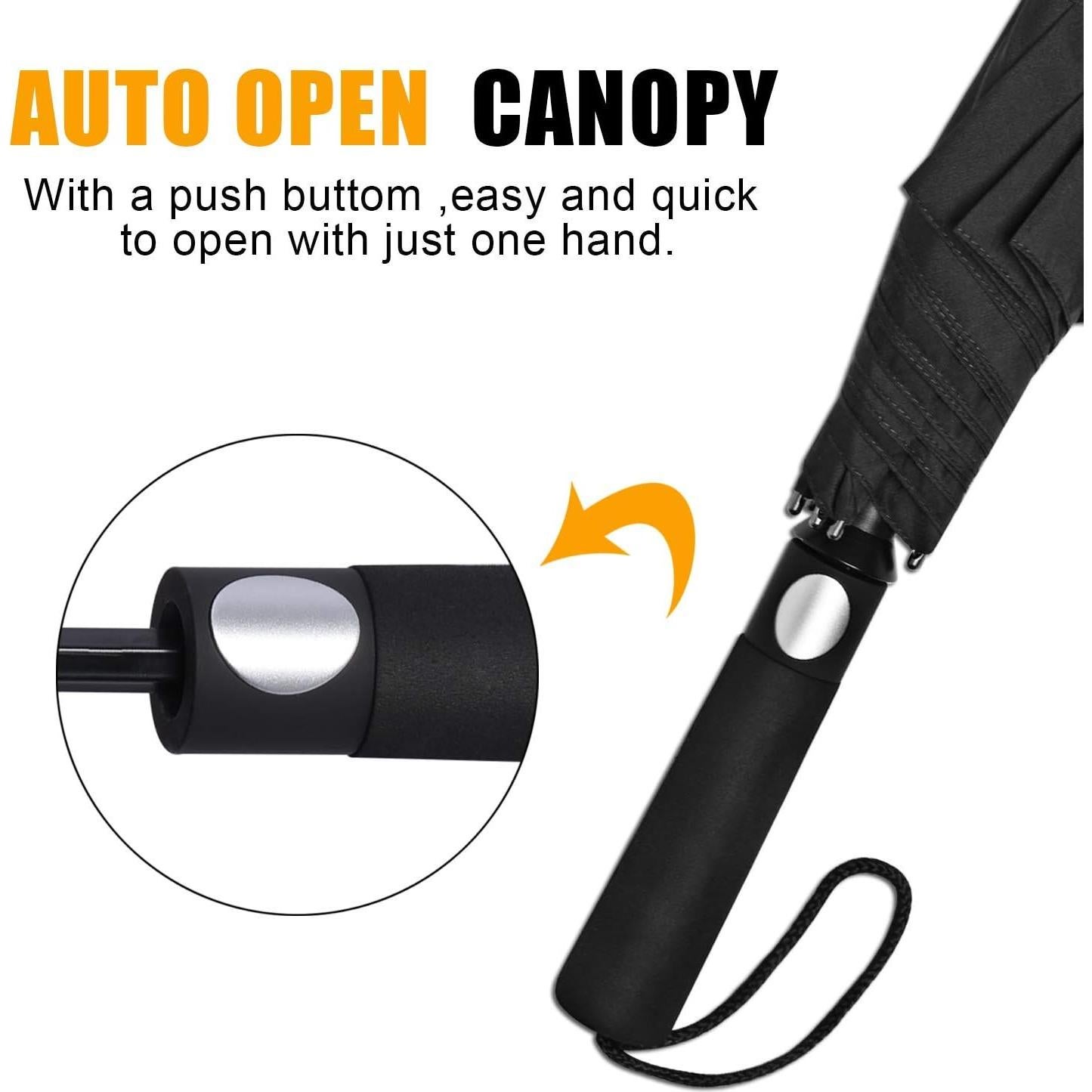 Paraguas de Golf Plegable G4Free 62" Automático Impermeable Negro