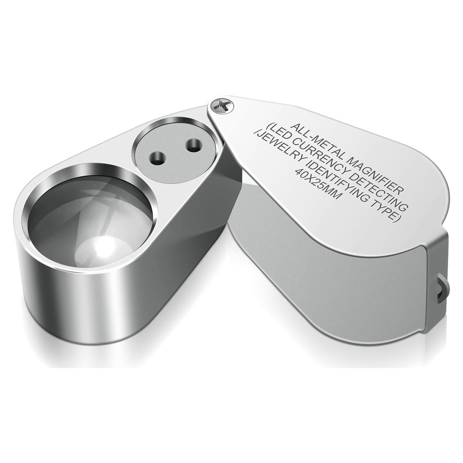 Lupa de Joyero Leffis 40X con Luz LED y UV Plegable