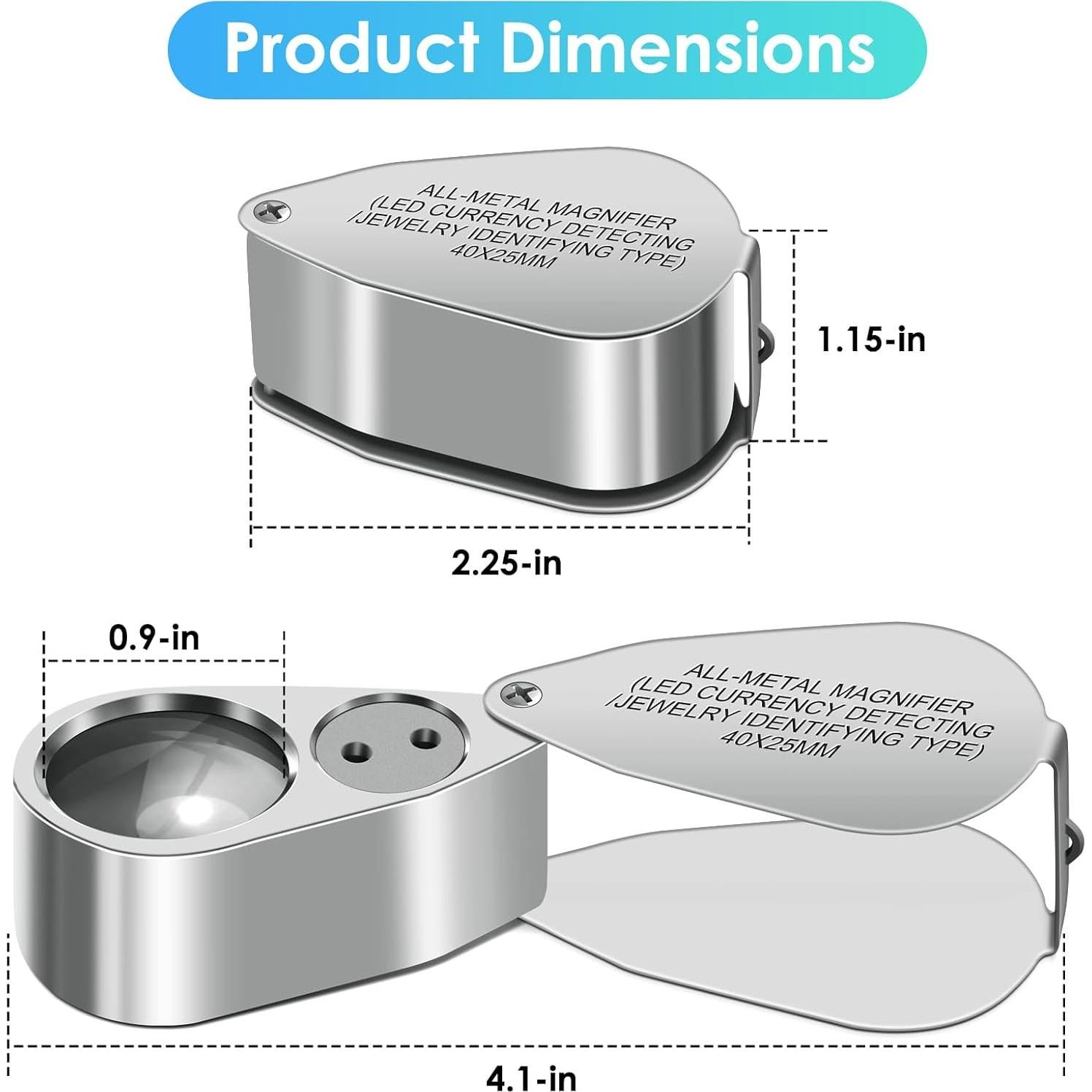 Lupa de Joyero Leffis 40X con Luz LED y UV Plegable