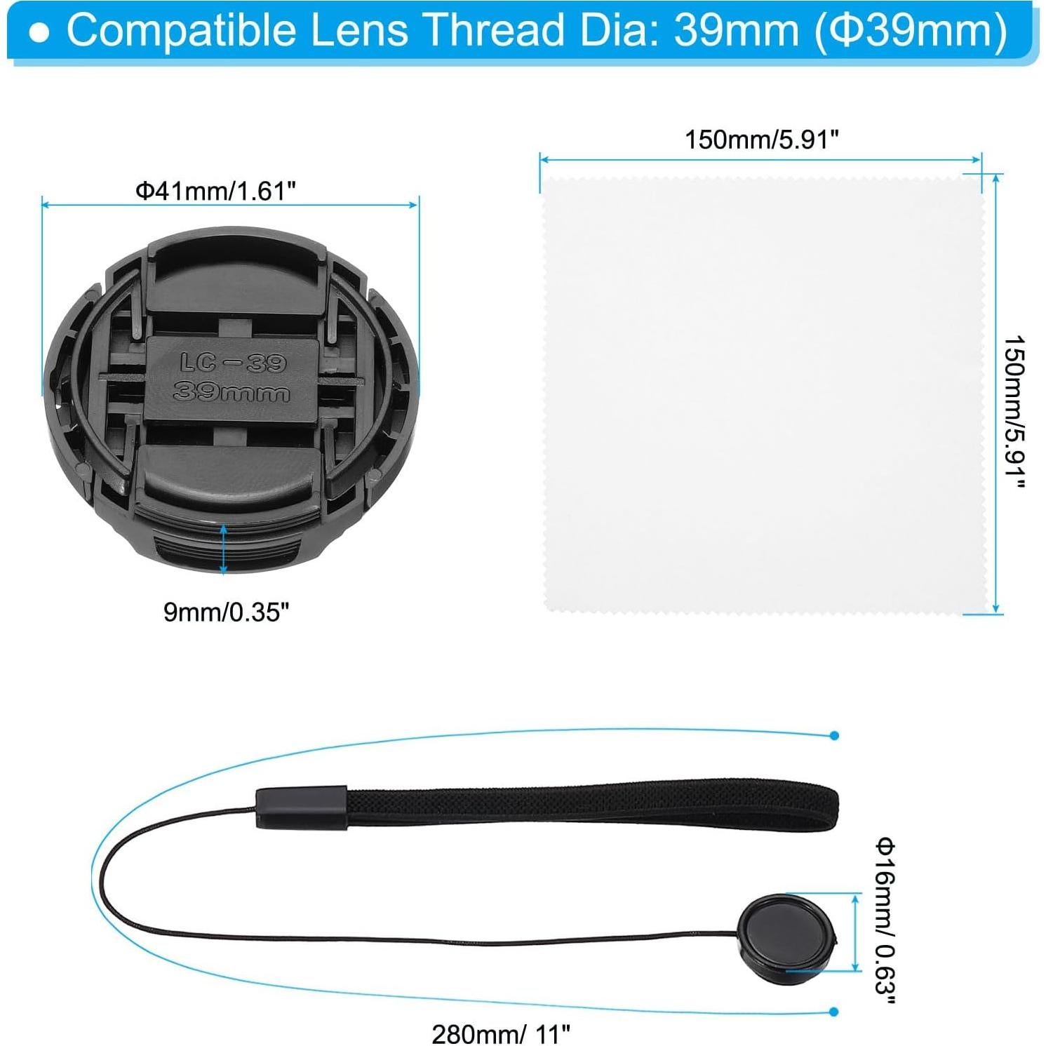 Set de 3 Tapas de Lente PATIKIL 39mm para Cámaras DSLR