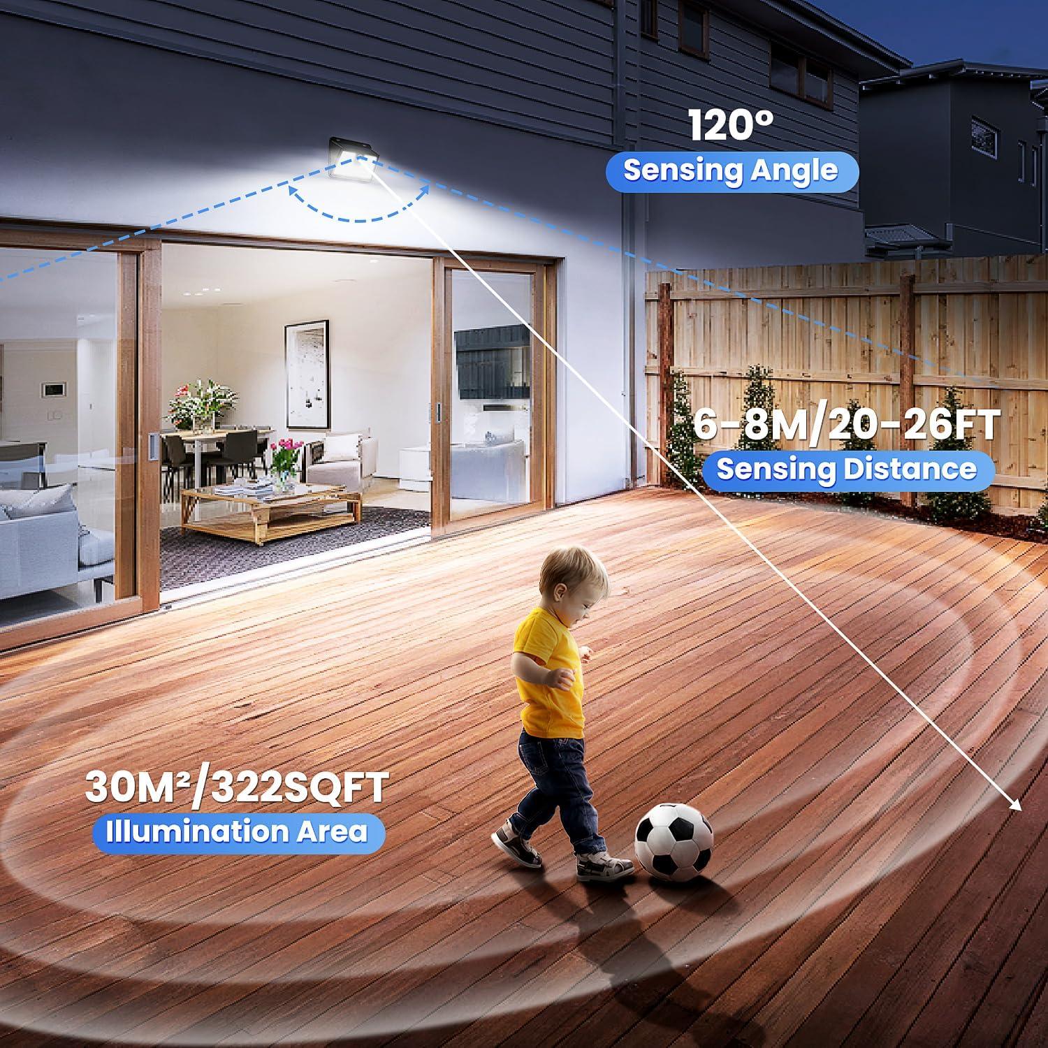 Luces Solares CLAONER con Sensor de Movimiento 800 Lúmenes