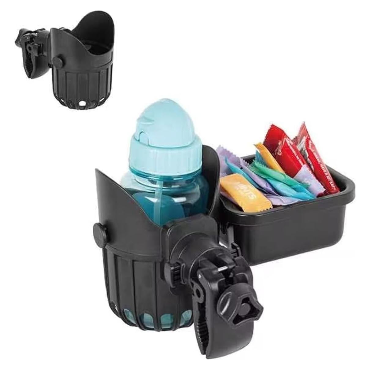 Bandeja de bocadillos desmontable LUFFCABO con portavasos negro