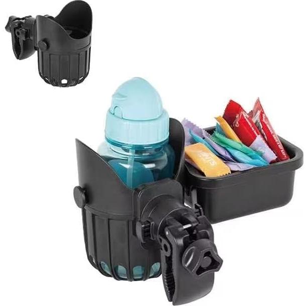 Bandeja de bocadillos desmontable LUFFCABO con portavasos negro