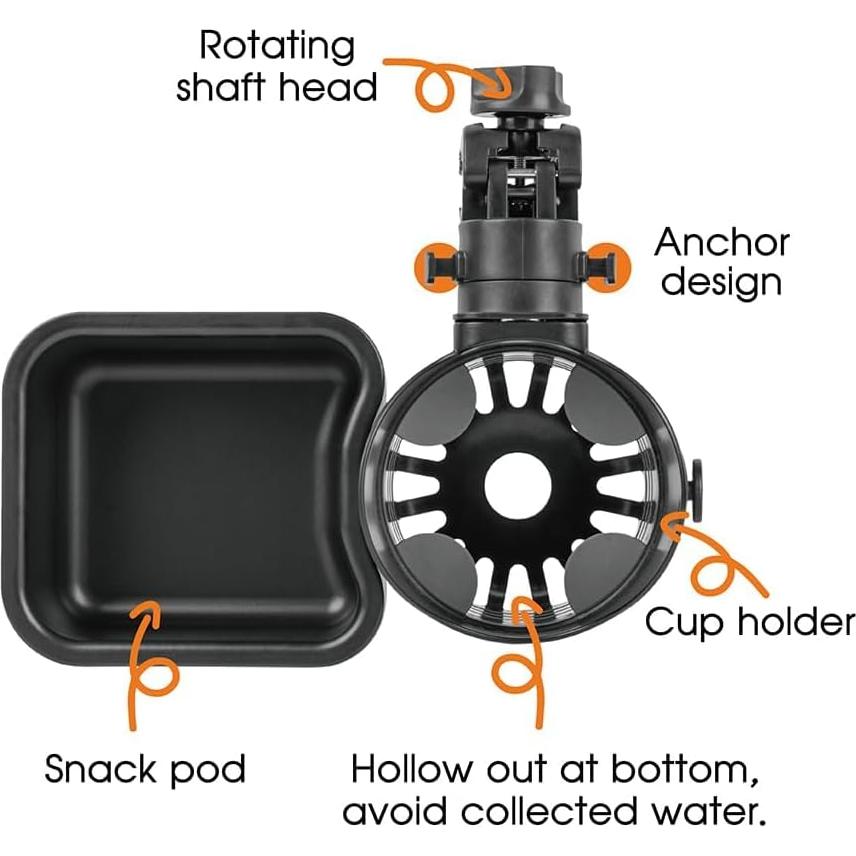 Bandeja de bocadillos desmontable LUFFCABO con portavasos negro