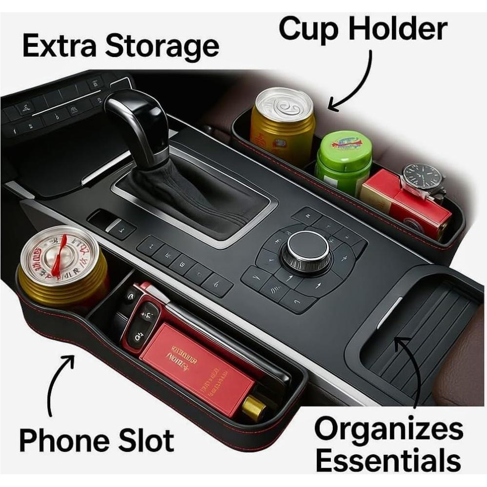 Relleno Antideslizante para Espacio entre Asientos de Coche - Genérico - Negro - 2 Piezas