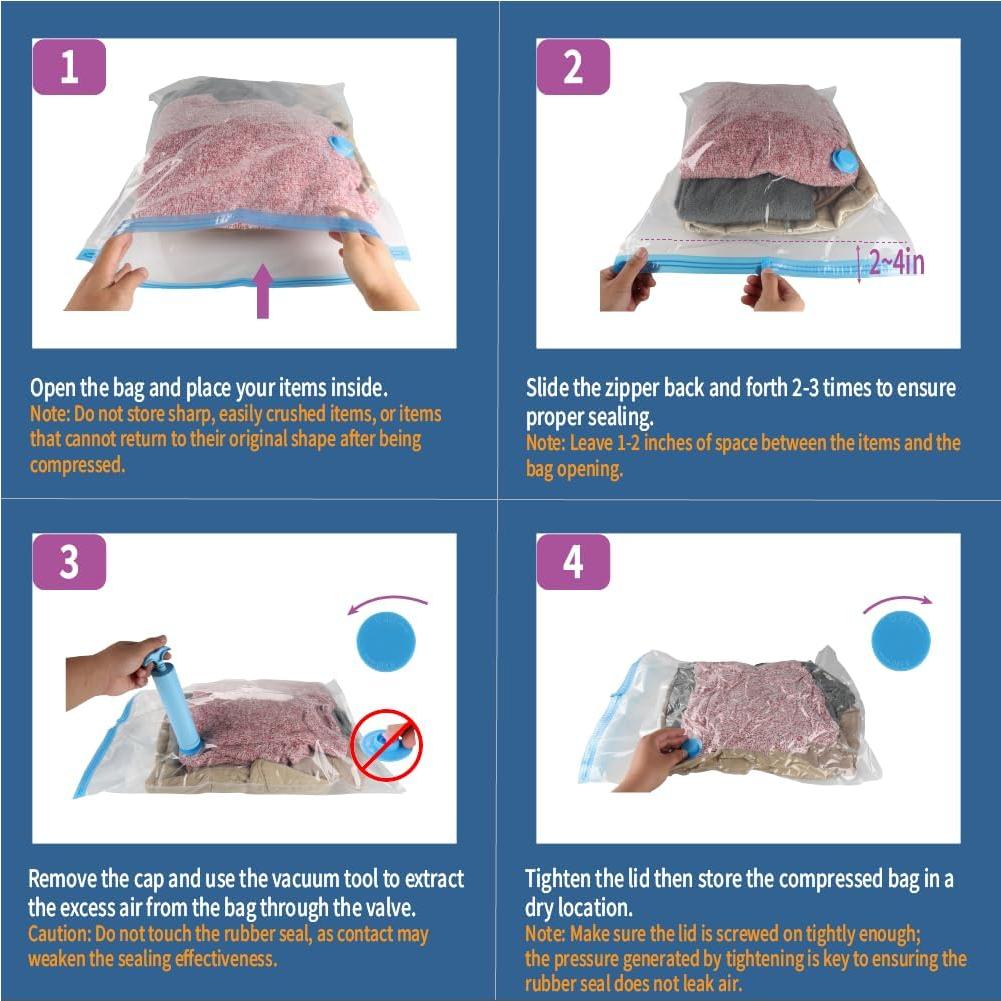 Paquete de 7 Bolsas de Almacenamiento al Vacío GIGAORNIS 60x40 cm