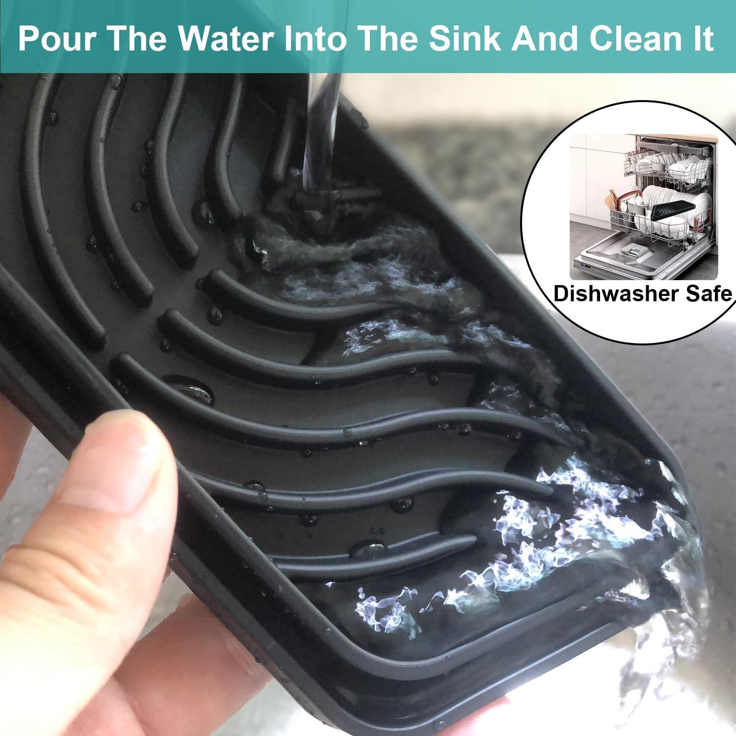 Bandeja de Goteo de Silicona FARIRICAJON 2 Piezas Negra y Gris