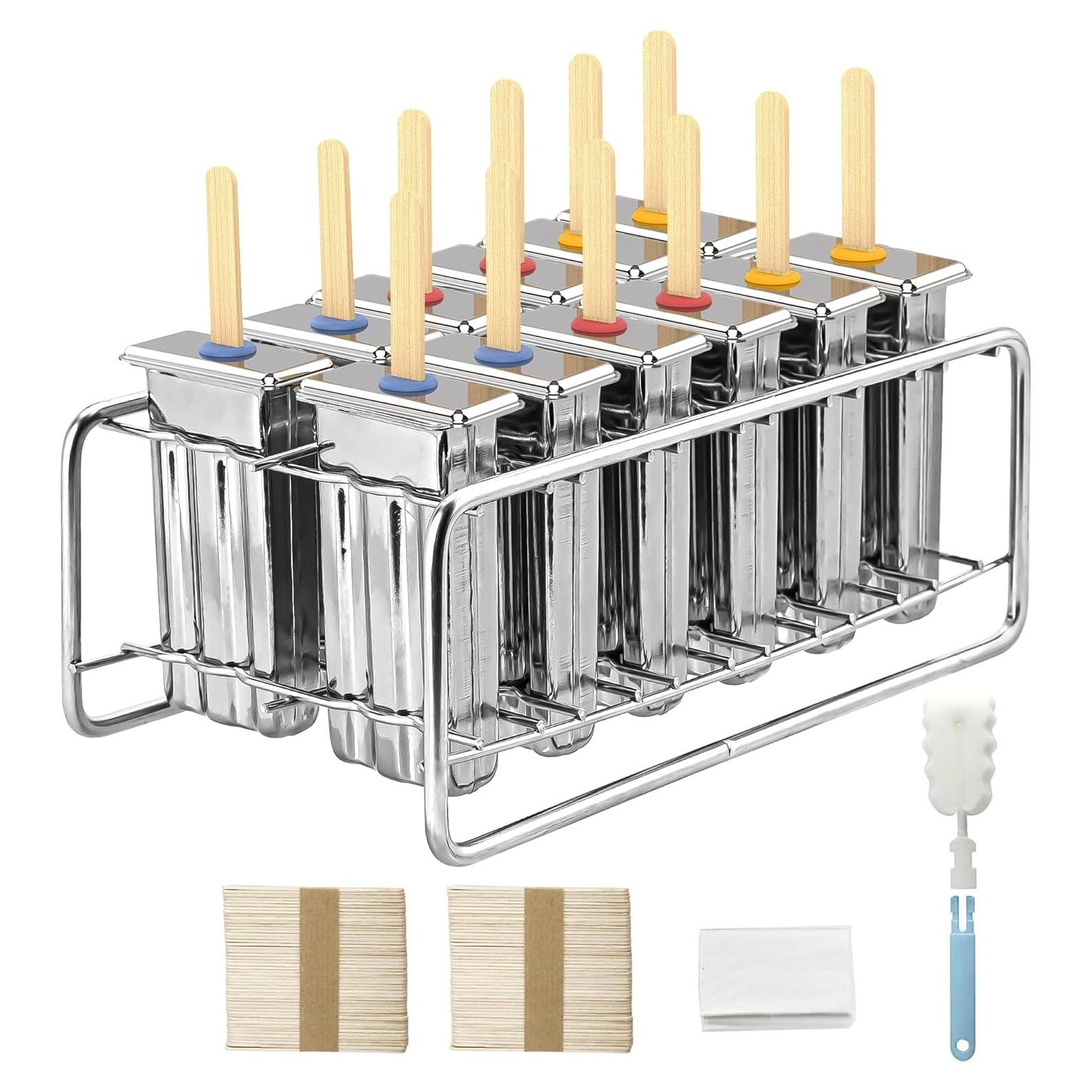 Paquete de 12 Moldes de Paletas de Acero Inoxidable TOCCOOL