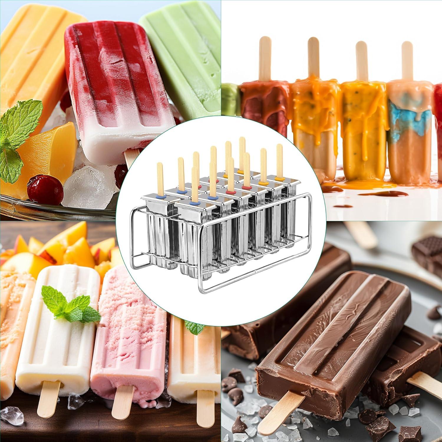 Paquete de 12 Moldes de Paletas de Acero Inoxidable TOCCOOL