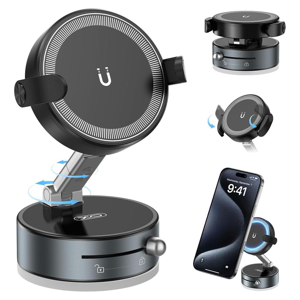 Soporte para teléfono 2 en 1 XO con ventosa ajustable 360°