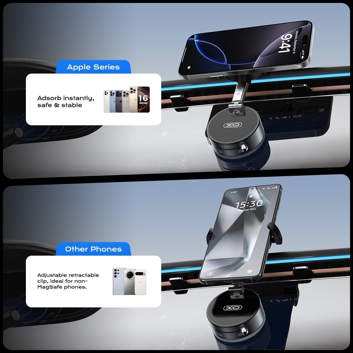Soporte para teléfono 2 en 1 XO con ventosa ajustable 360°