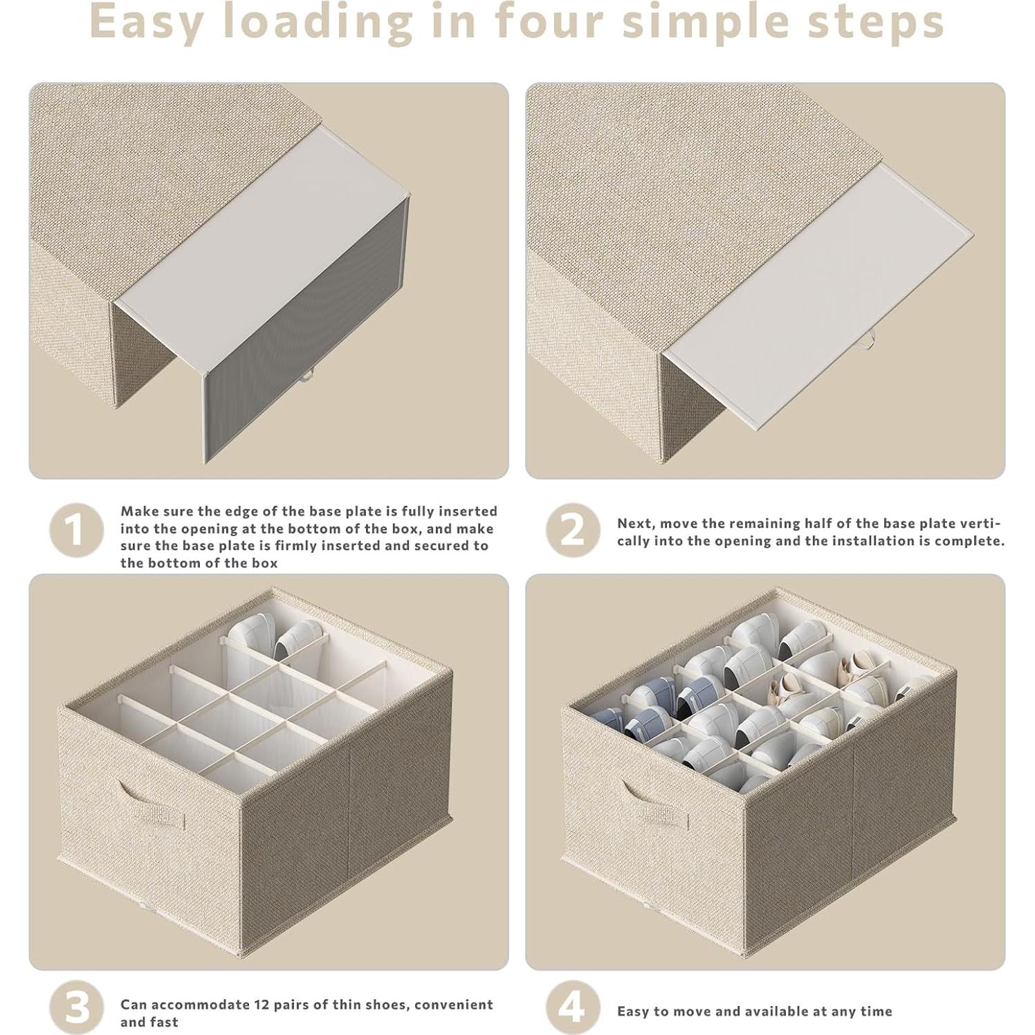 Organizador de Zapatos Plegable FHSQX Beige 2 Paquetes 24 Pares