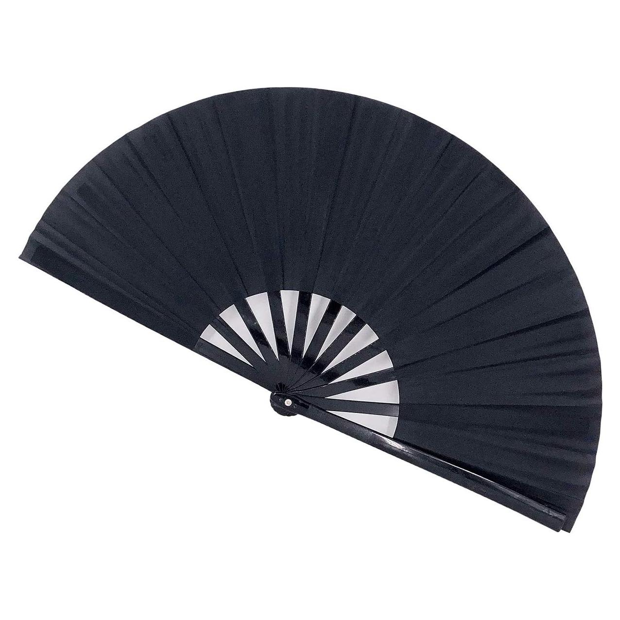 Abanico Plegable Grande STHUAHE Negro para Rave y Danza
