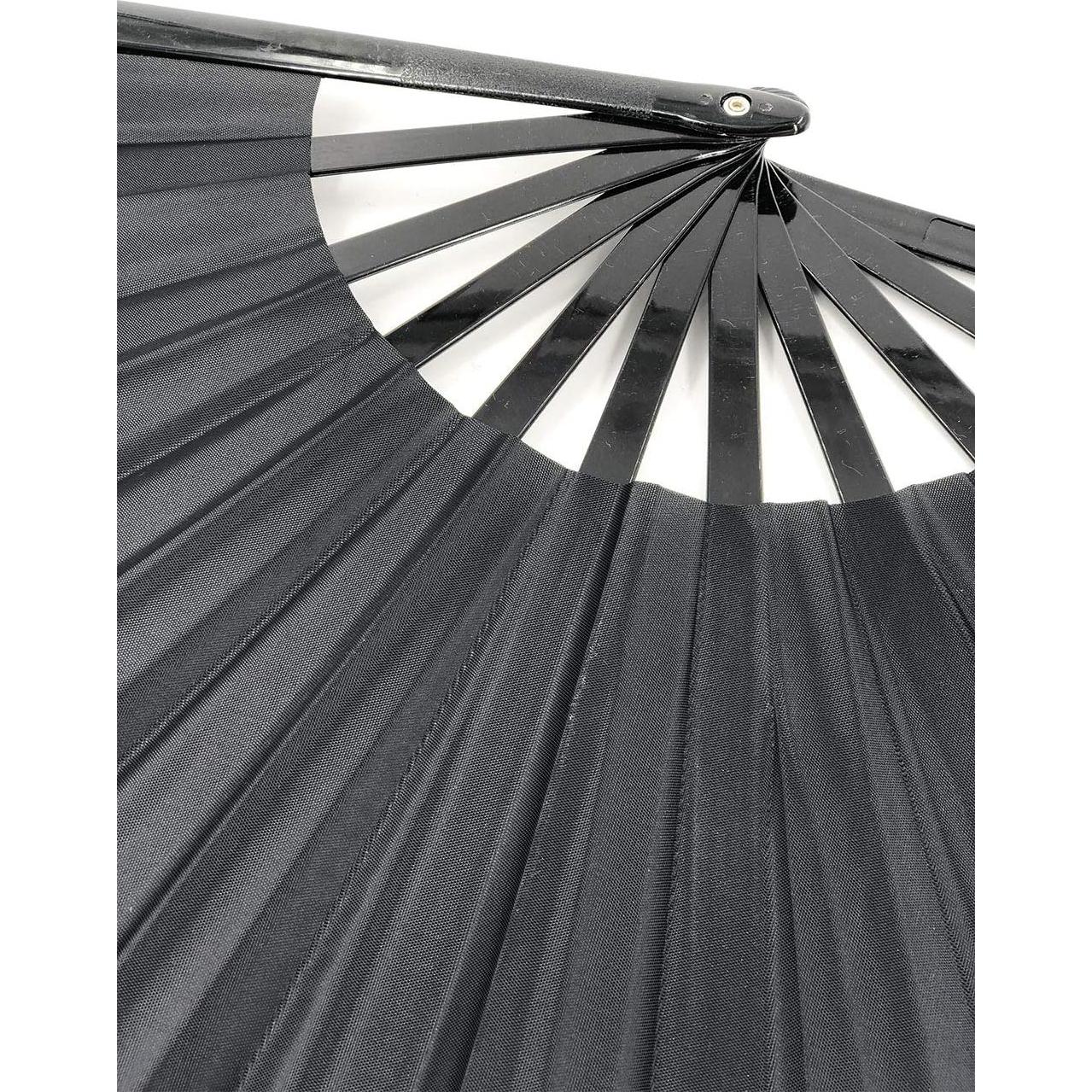 Abanico Plegable Grande STHUAHE Negro para Rave y Danza