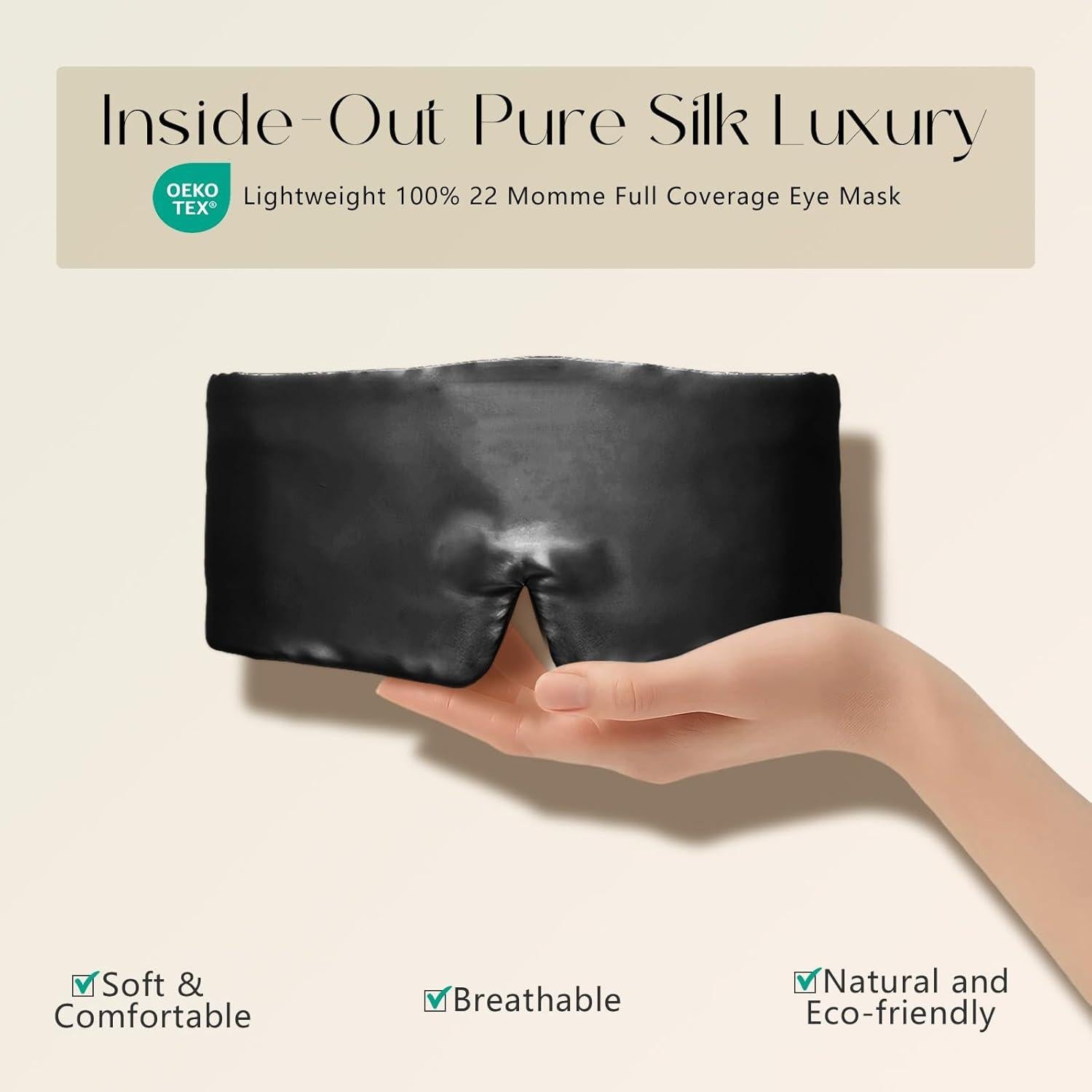 Máscara de Sueño de Seda ZIMASILK 100% 22 Momme Negra