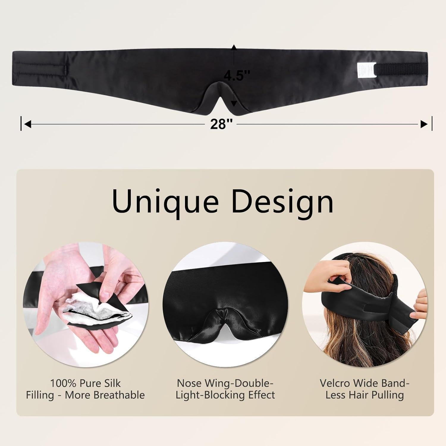 Máscara de Sueño de Seda ZIMASILK 100% 22 Momme Negra