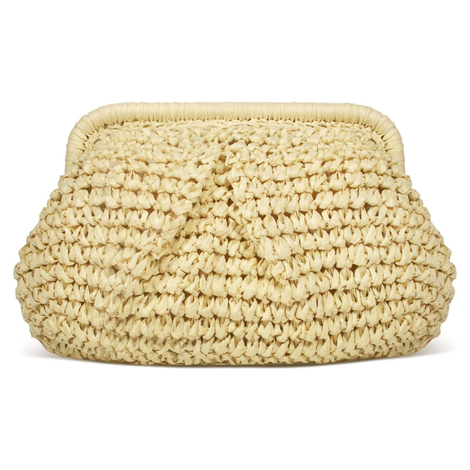 Bolso de mano de paja FUKEFUKEUS beige 26x20x6 cm verano