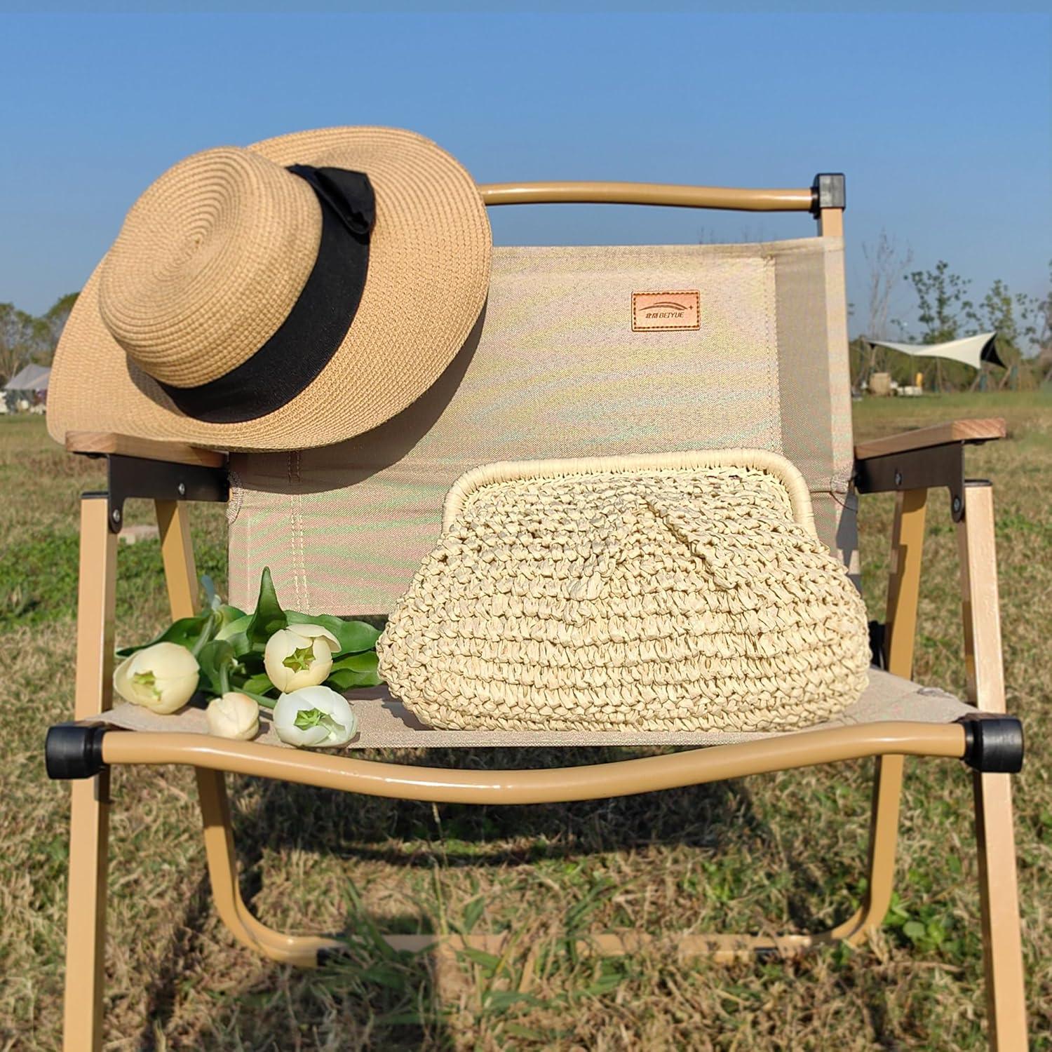 Bolso de mano de paja FUKEFUKEUS beige 26x20x6 cm verano