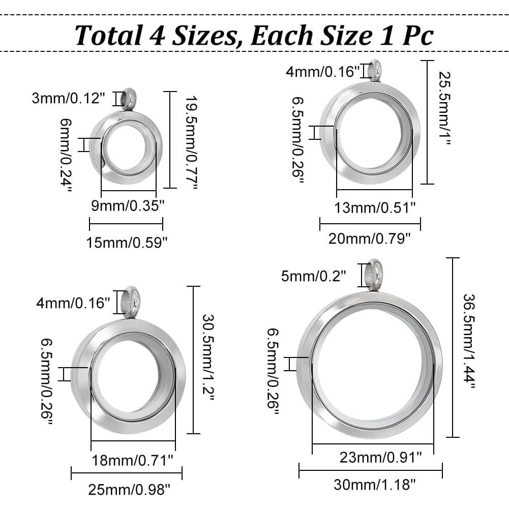 Marco de Foto de Cristal 4Pcs Acero Inoxidable 13-18mm