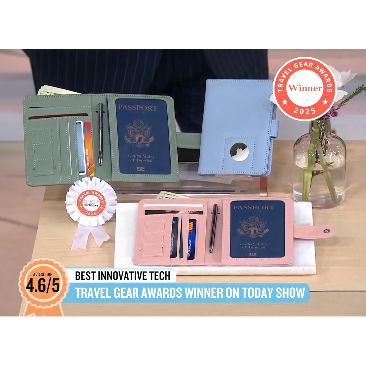 Porta Pasaporte GOAUS Negro con Ranura para Airtag y RFID