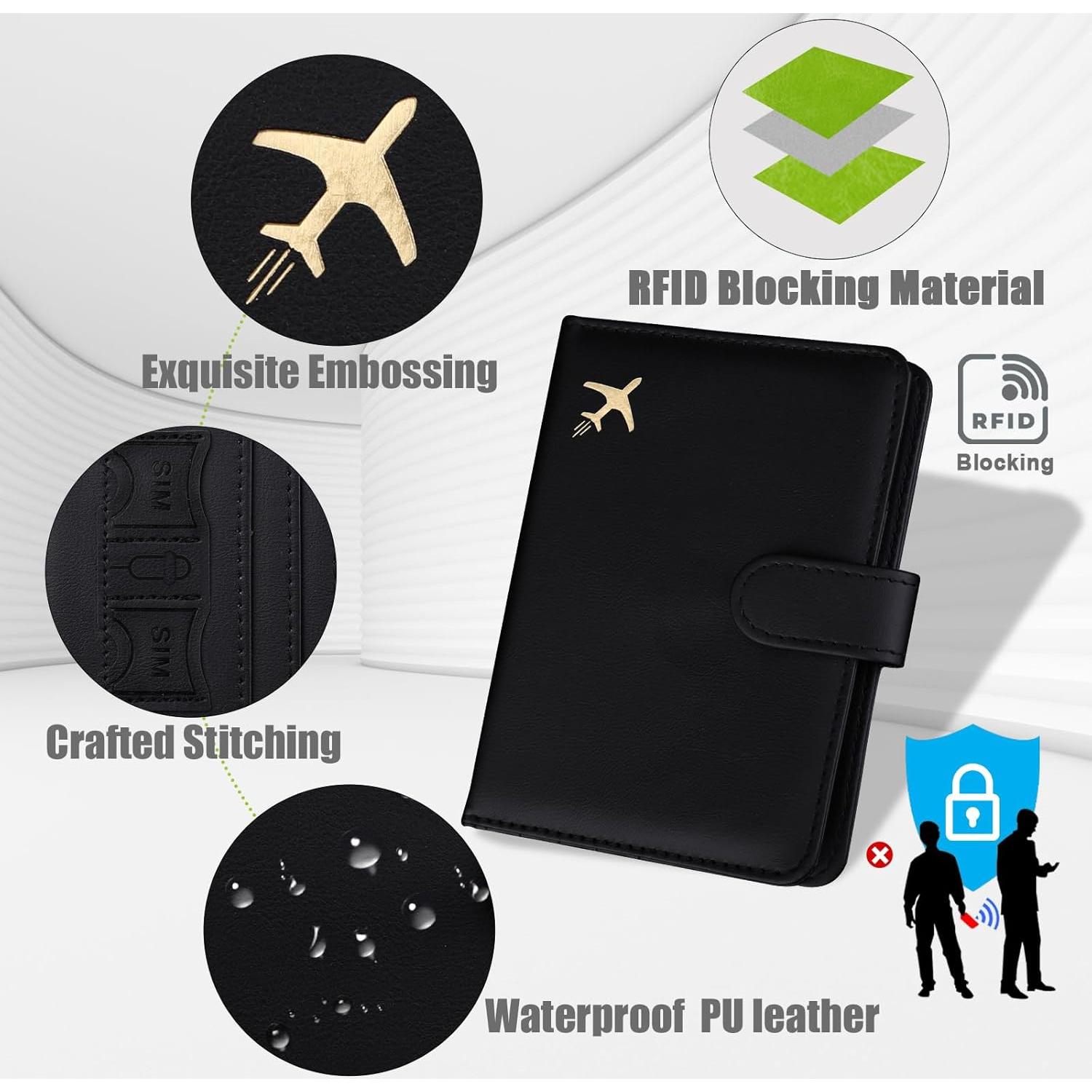 Porta Pasaporte GOAUS Negro con Ranura para Airtag y RFID