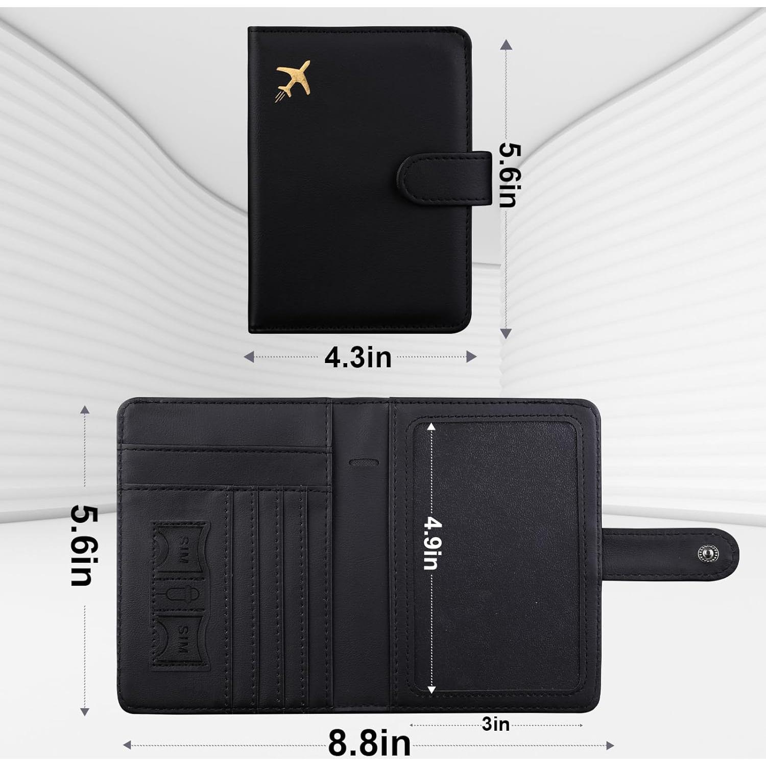 Porta Pasaporte GOAUS Negro con Ranura para Airtag y RFID