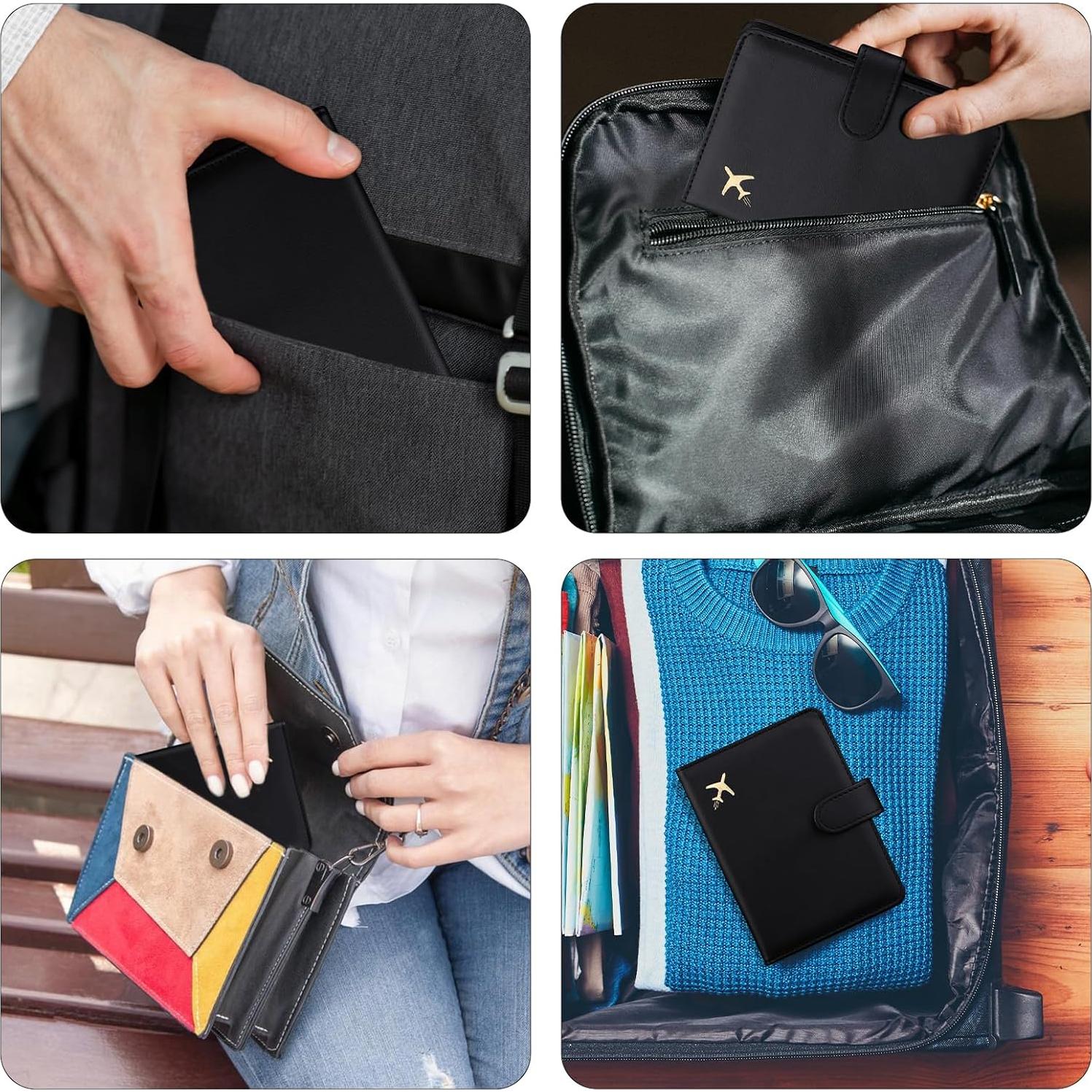 Porta Pasaporte GOAUS Negro con Ranura para Airtag y RFID