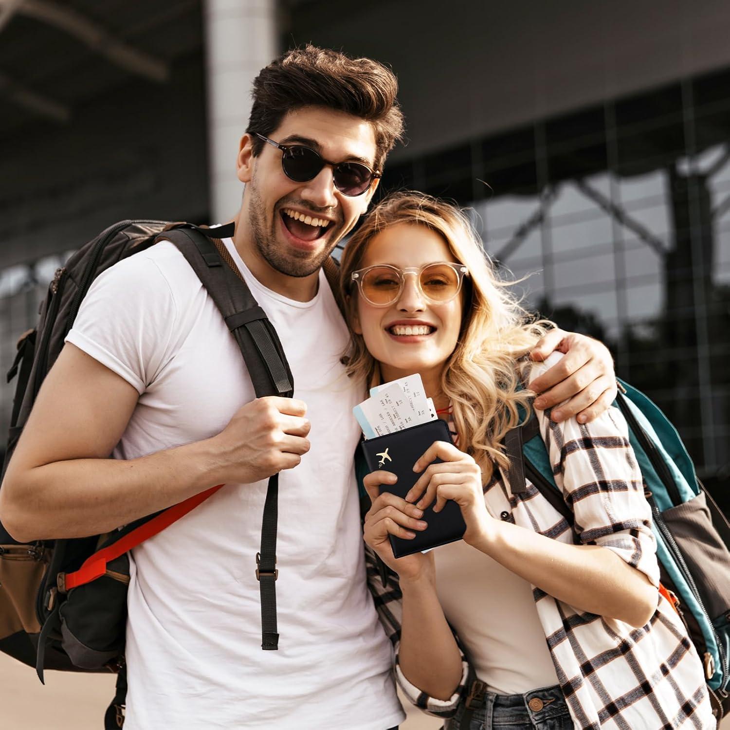 Porta Pasaporte GOAUS Negro con Ranura para Airtag y RFID