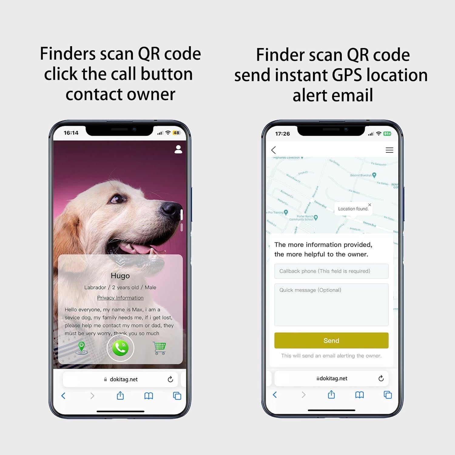 Etiqueta de Identificación para Mascotas Dokitag QR - Pequeña Negra