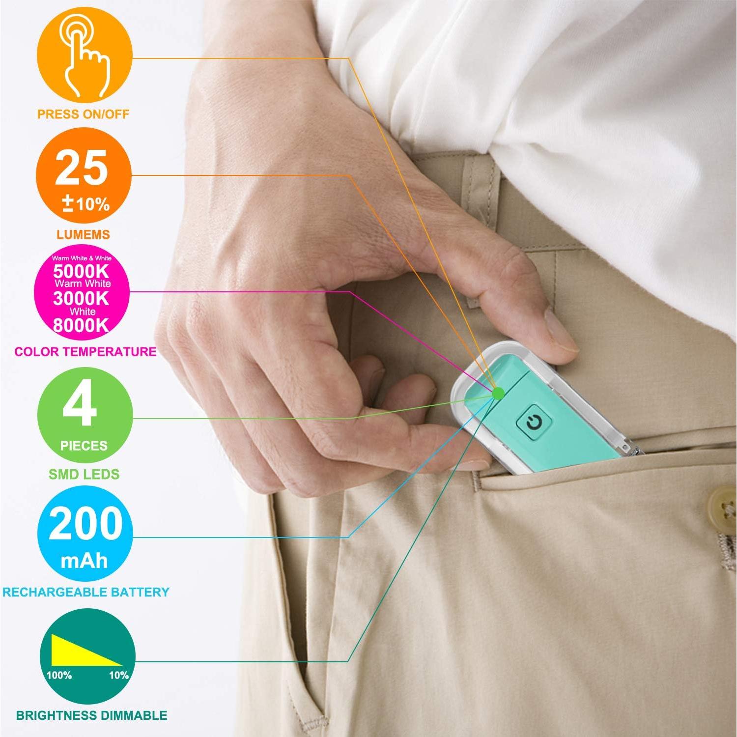 Luz de Lectura Recargable USB BIGMONAT 3 Temperaturas Ajustables