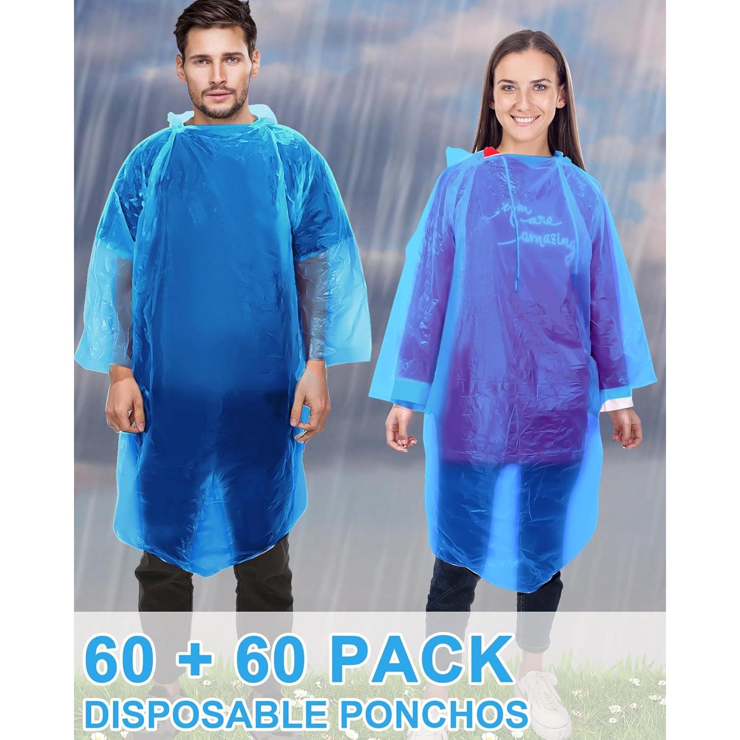 Ponchos de Lluvia Desechables JaGely 120 Piezas Adultos Azul
