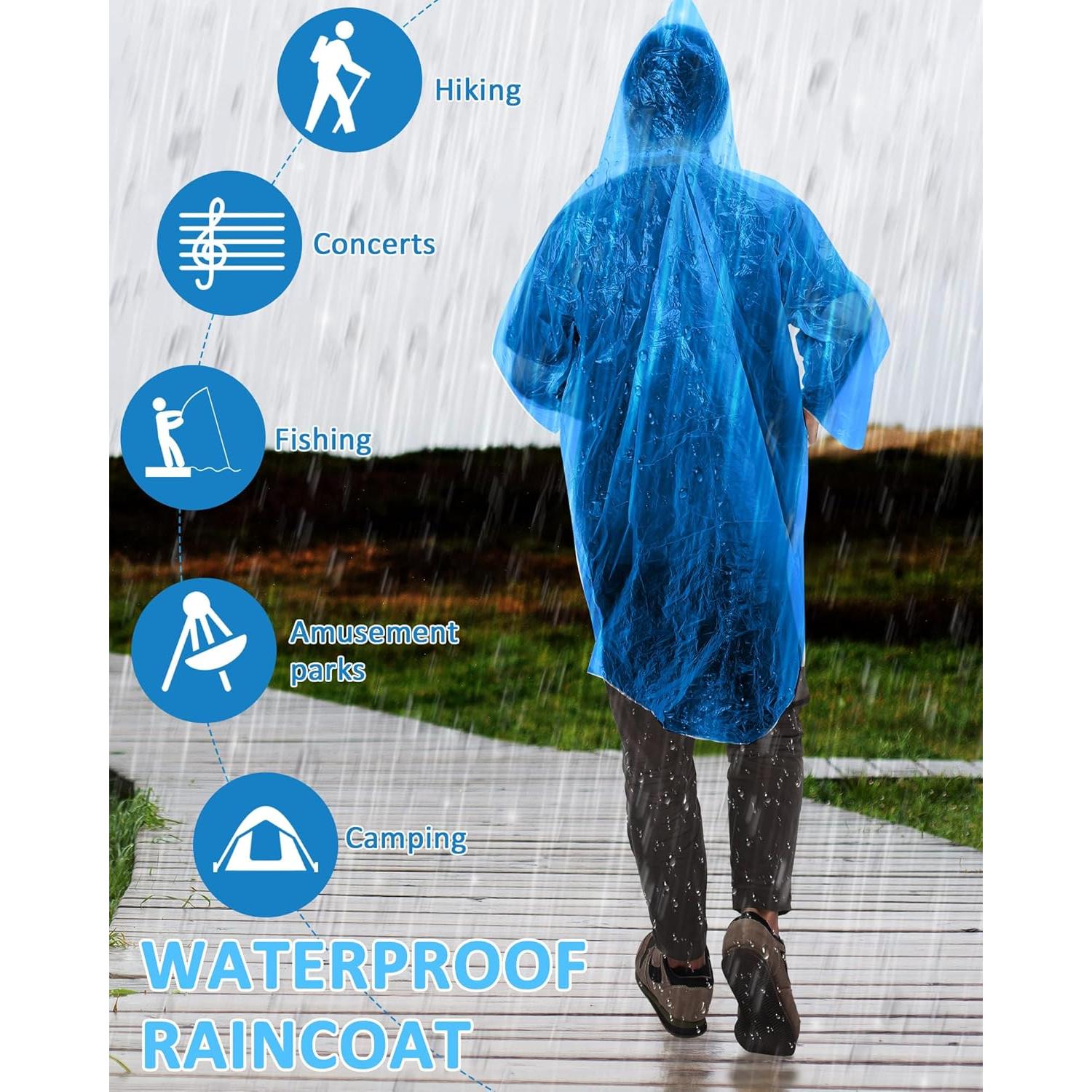 Ponchos de Lluvia Desechables JaGely 120 Piezas Adultos Azul