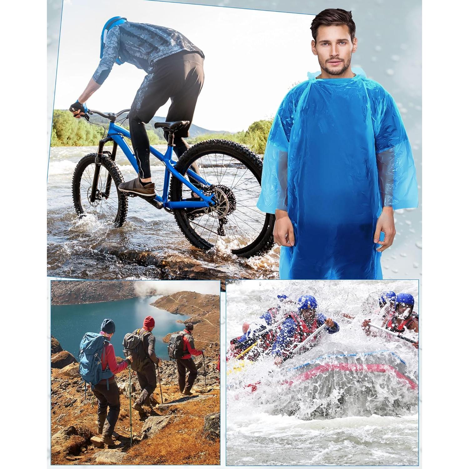 Ponchos de Lluvia Desechables JaGely 120 Piezas Adultos Azul