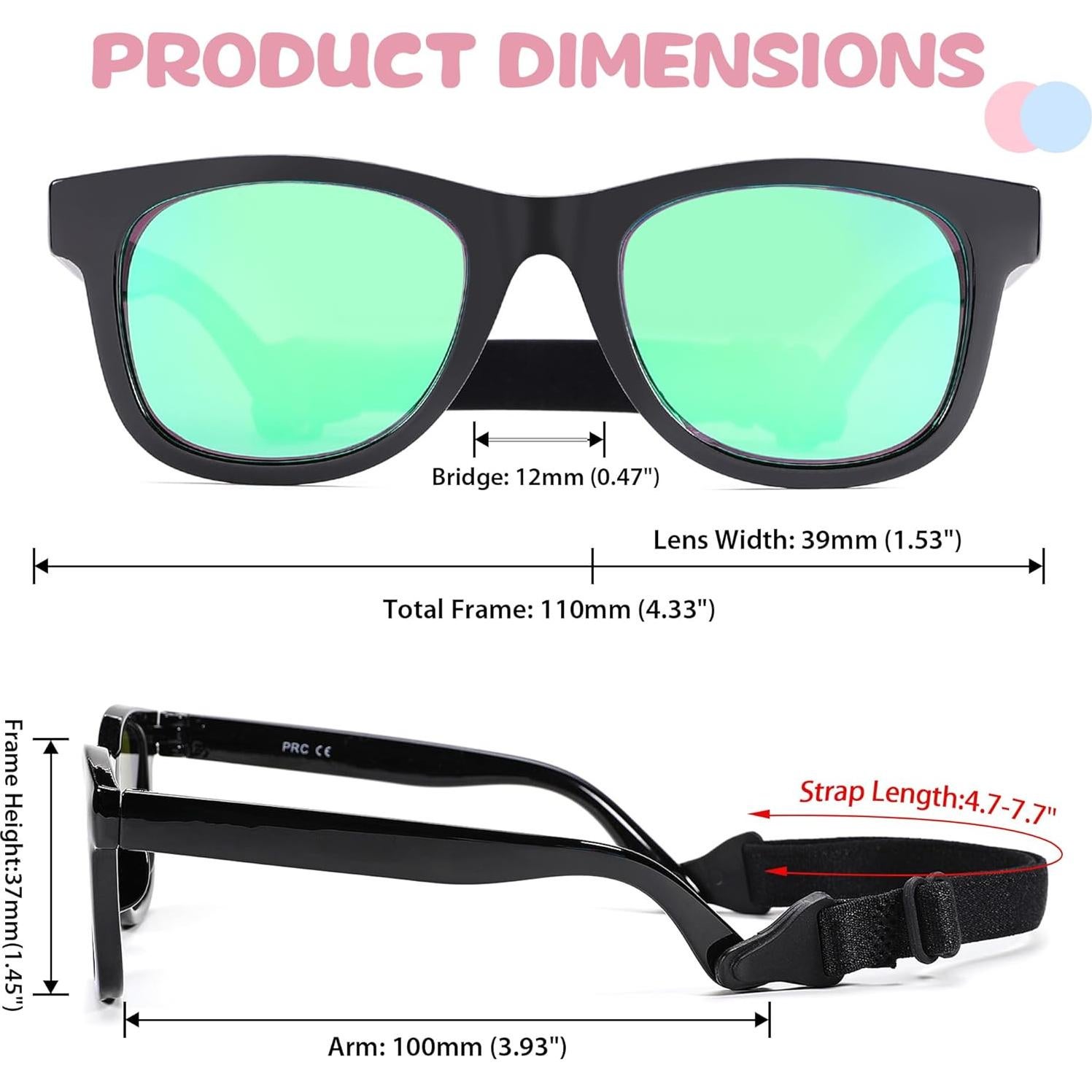 Gafas de sol polarizadas GLARDEFE para bebés 0-12 meses