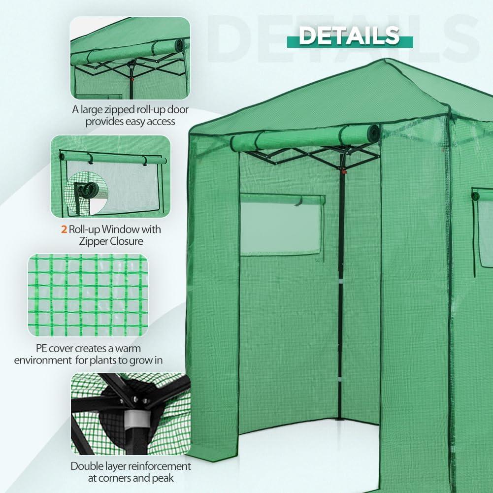 Invernadero Plegable EAGLE PEAK 1.83x1.22 m Verde/Transparente