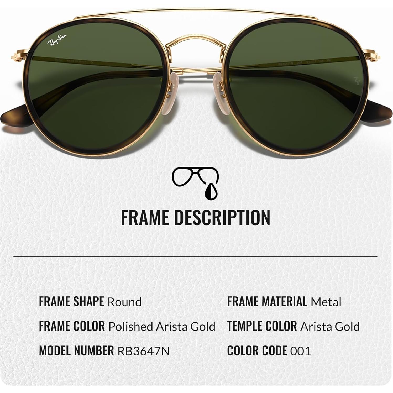 Gafas de Sol Ray-Ban RB3647N Doble Puente 51mm Verde G-15
