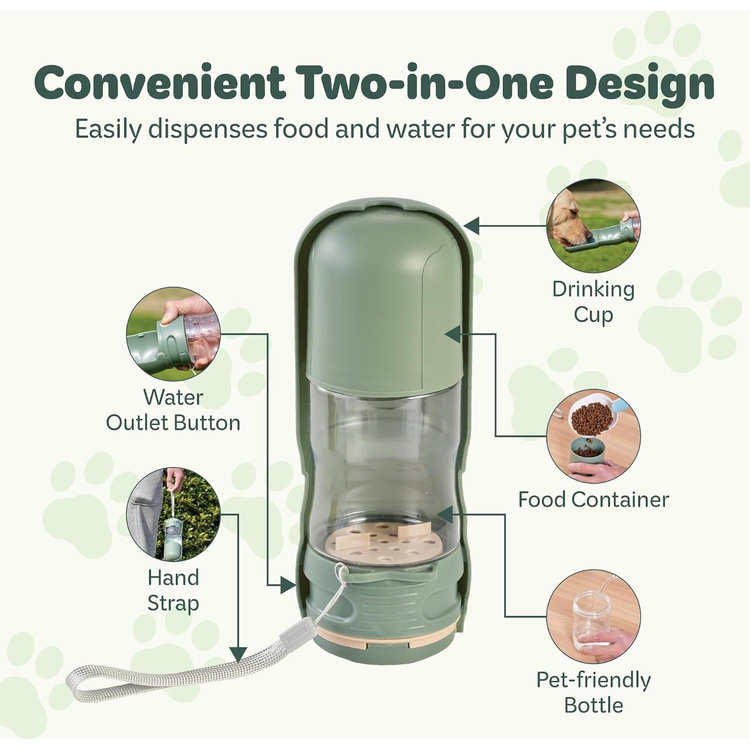 Dispensador de Agua y Comida para Mascotas Desired Tools 368.5ml Verde