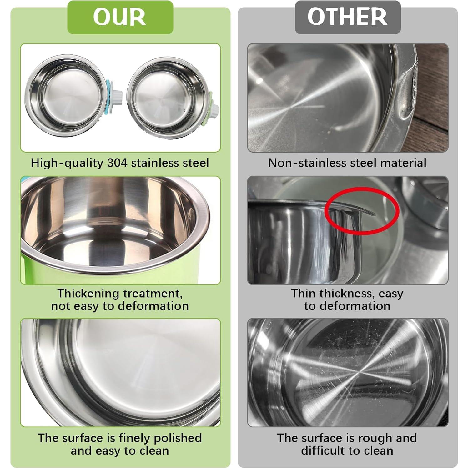 Tazón colgante para perros Kathson 2 piezas acero inoxidable