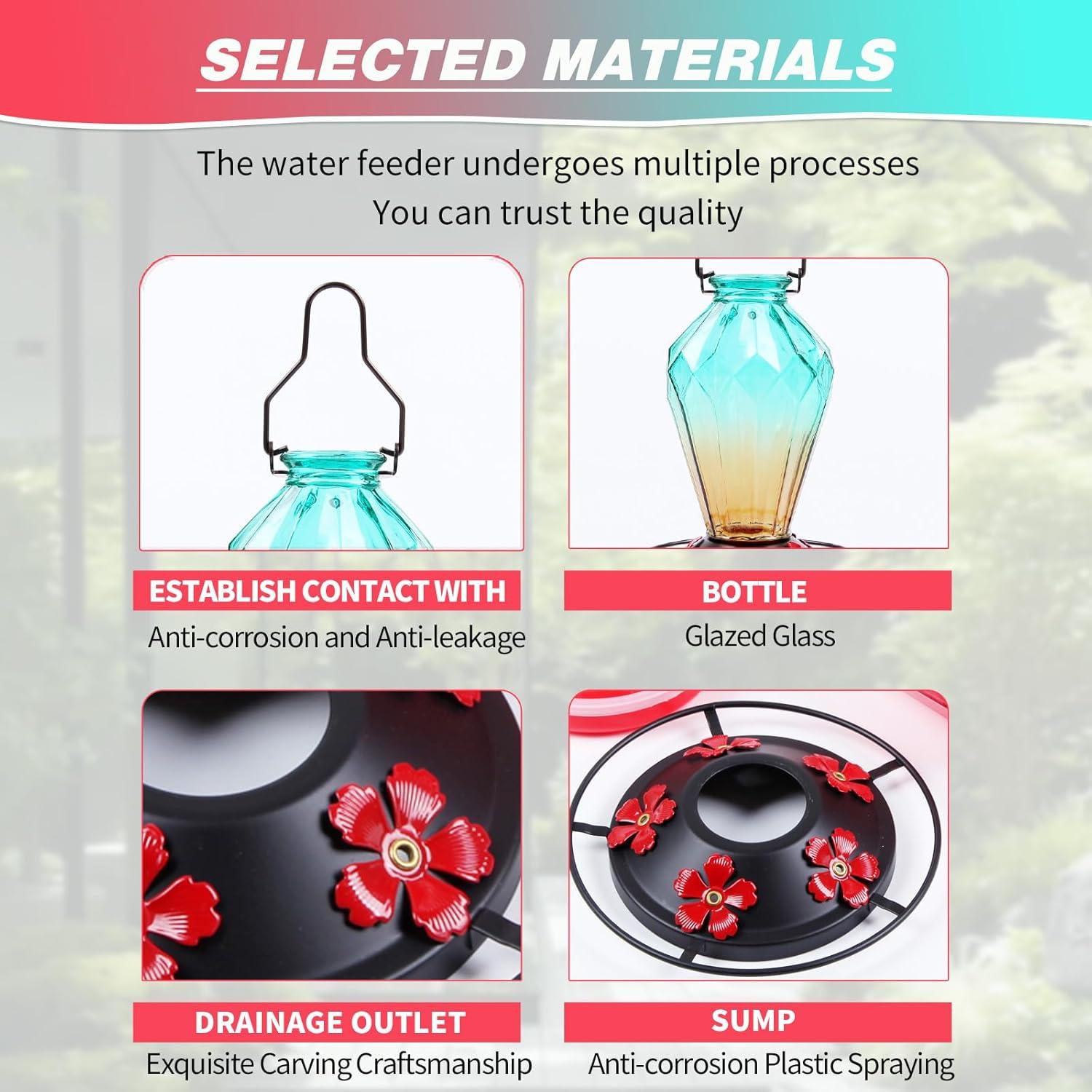 Alimentador de Colibríes MCHBF de Vidrio 0.72kg 5 Puertos Verde