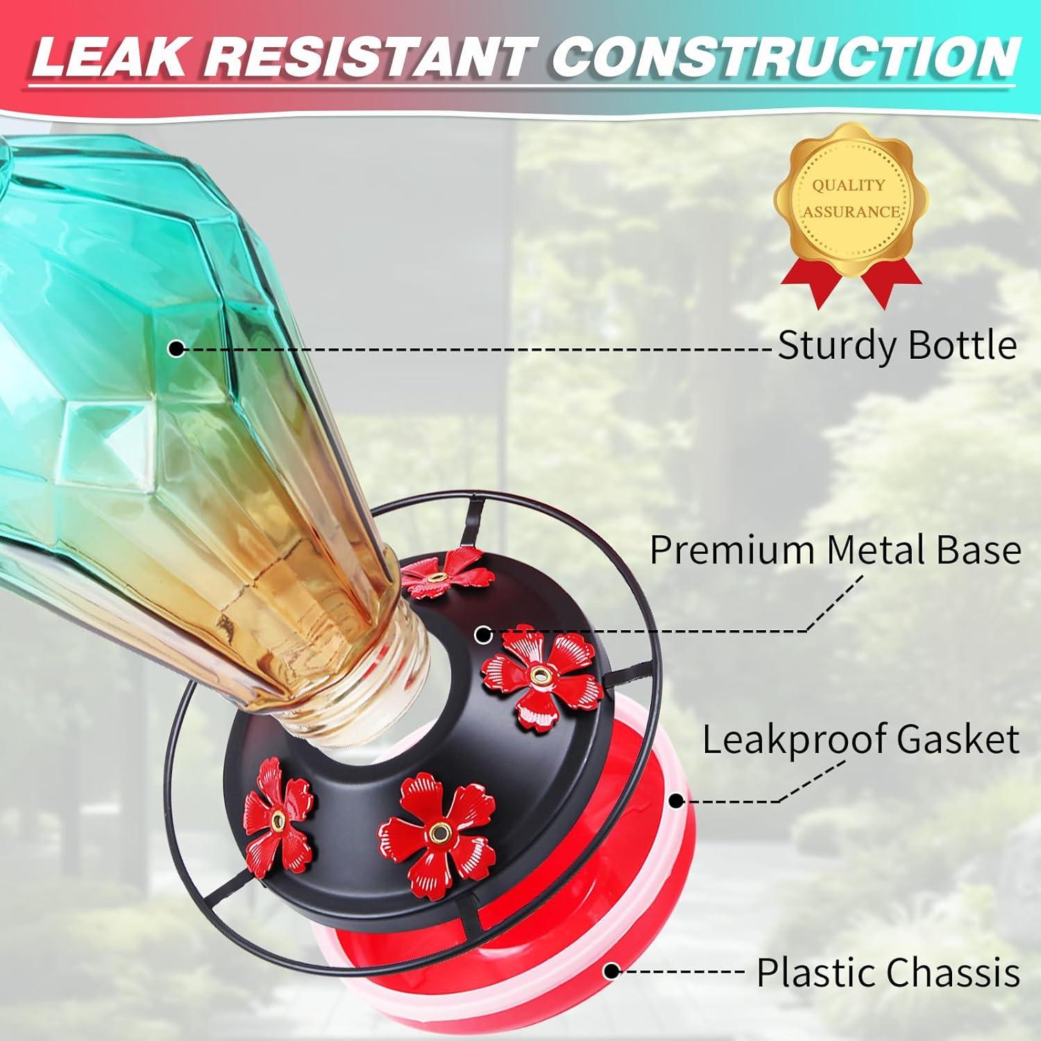 Alimentador de Colibríes MCHBF de Vidrio 0.72kg 5 Puertos Verde