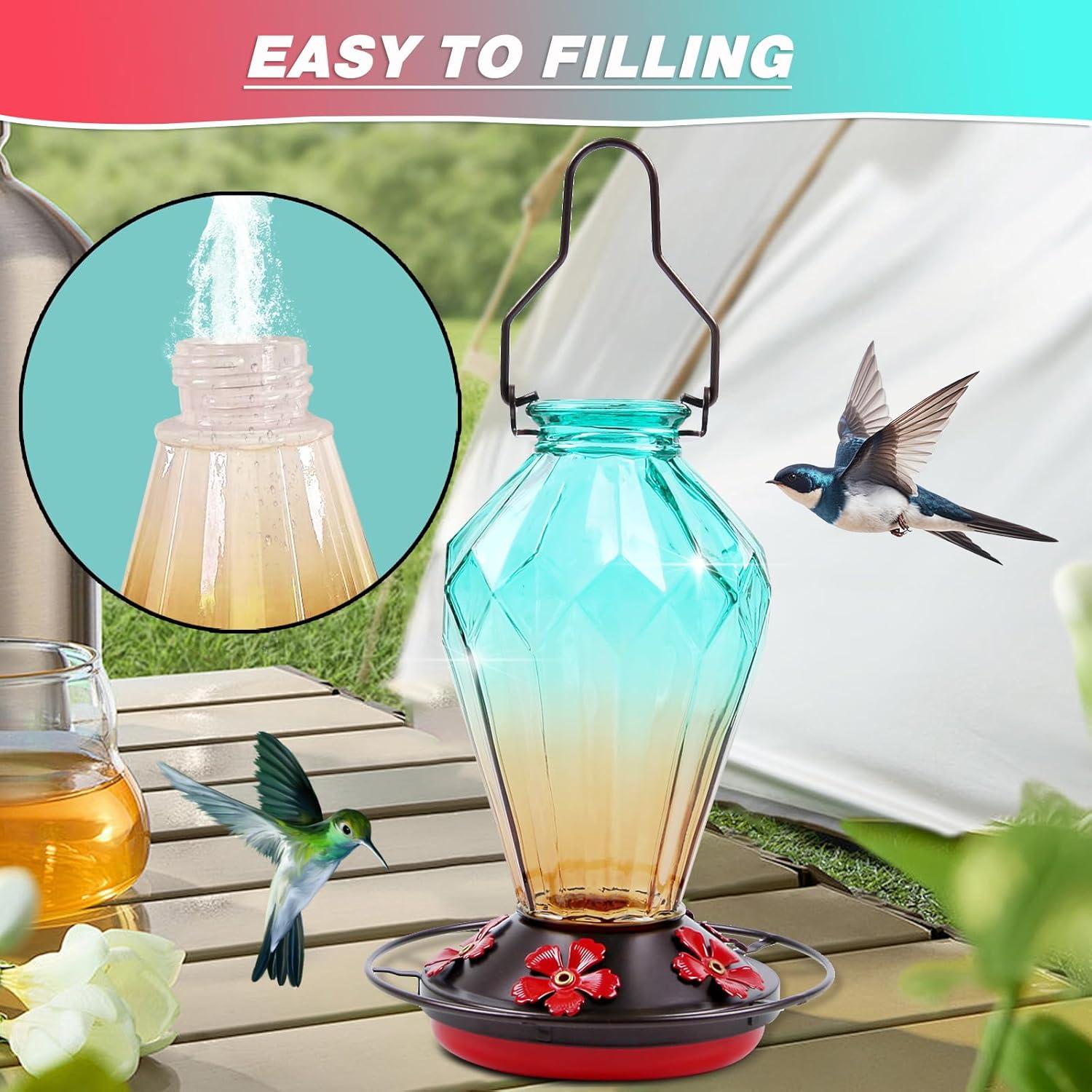 Alimentador de Colibríes MCHBF de Vidrio 0.72kg 5 Puertos Verde