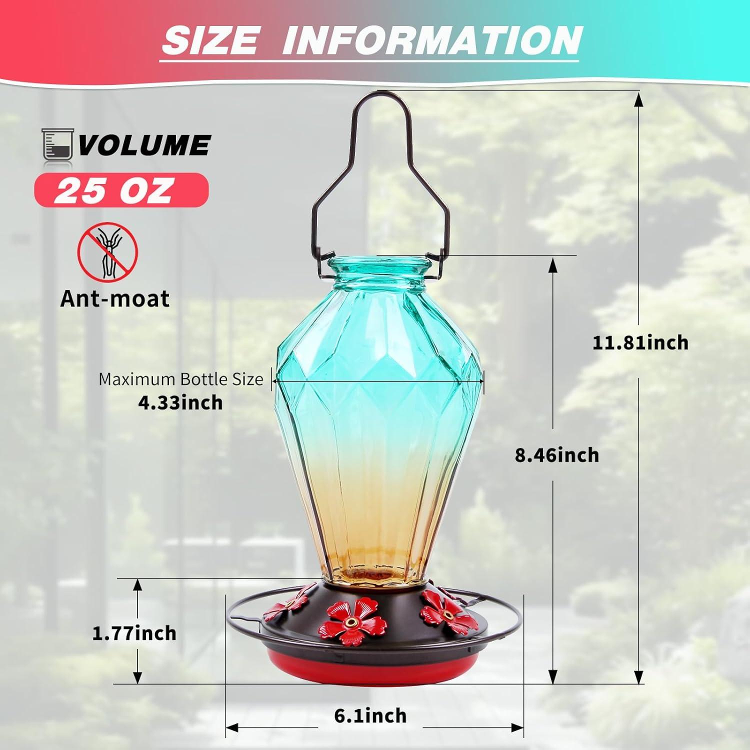 Alimentador de Colibríes MCHBF de Vidrio 0.72kg 5 Puertos Verde